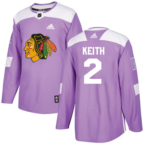 Adidas Blackhawks #2 Duncan Keith Purple Authentic Fights Cancer Stitched Youth NHL Jersey - Click Image to Close